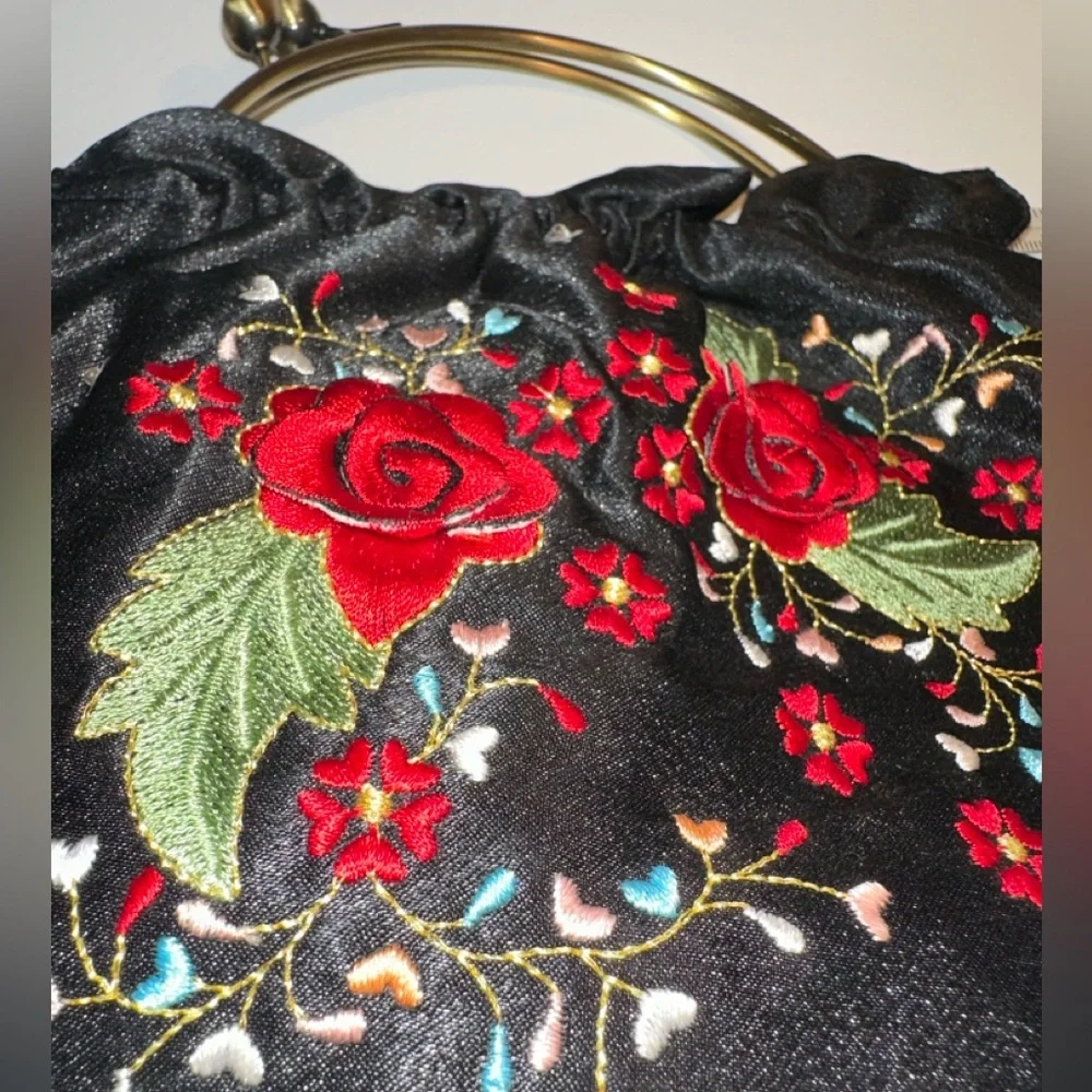 Beautiful Vintage Handmade Asian Inspired Floral Evening Bag Purse
